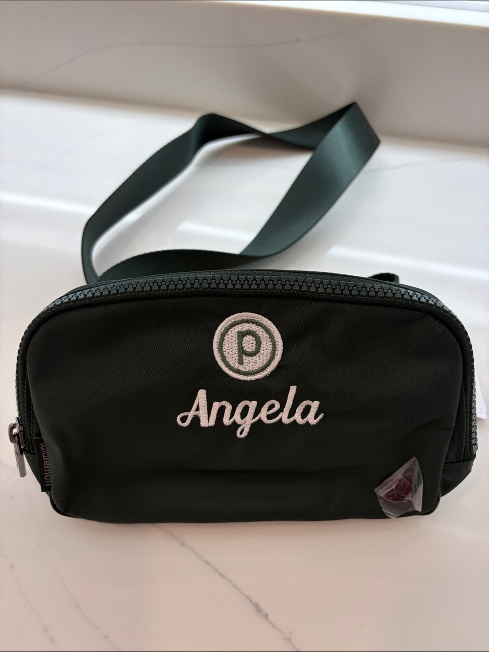 Pure Barre Lululemon Dark Green Personalized Crossbody Bag